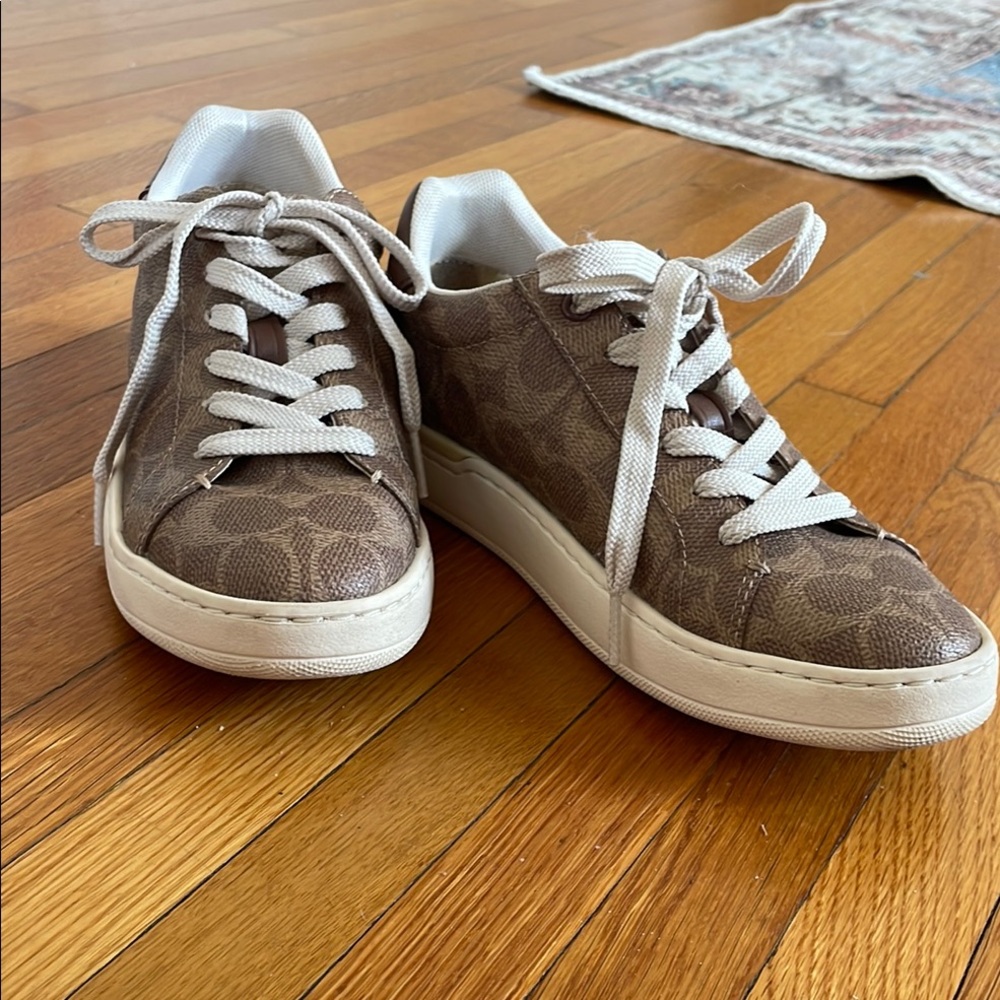 Brown Patterned Sneakers with White Laces